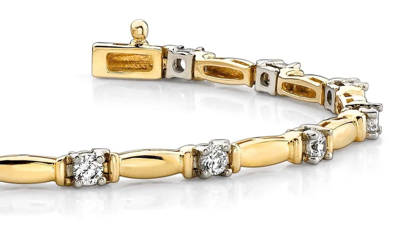 Shiny Column Link Diamond Bracelet with 1.47 ct.(finished) 3mm