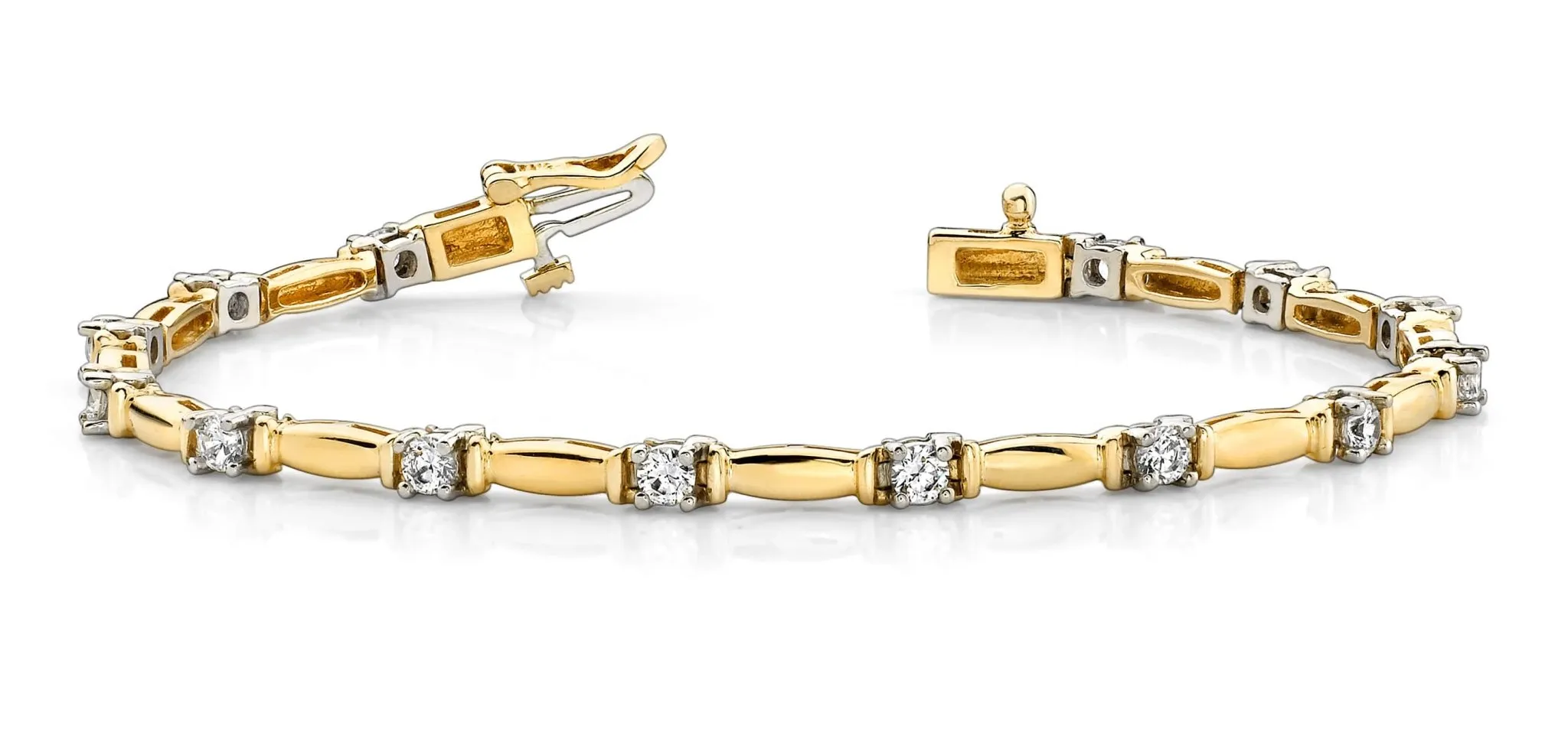 Shiny Column Link Diamond Bracelet with 1.47 ct.(finished) 3mm