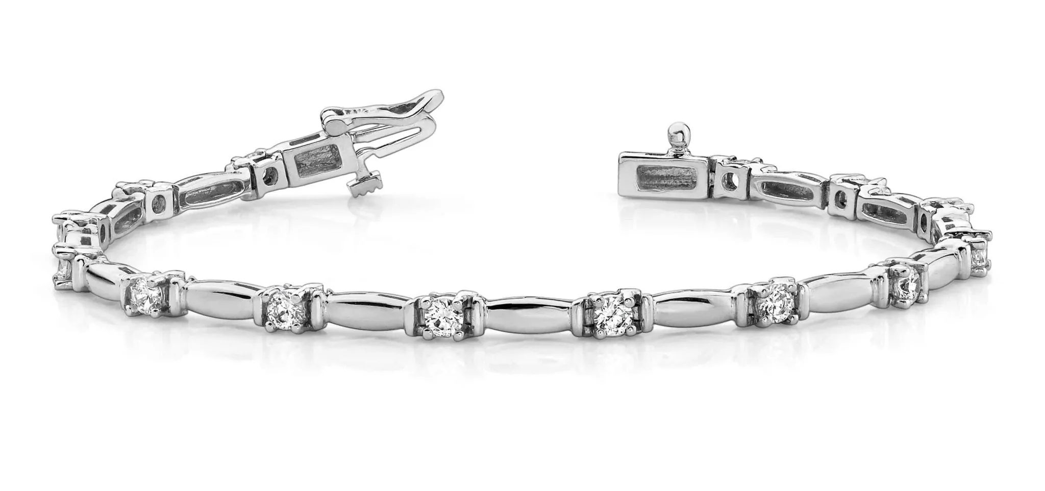 Shiny Column Link Diamond Bracelet with 1.47 ct.(finished) 3mm