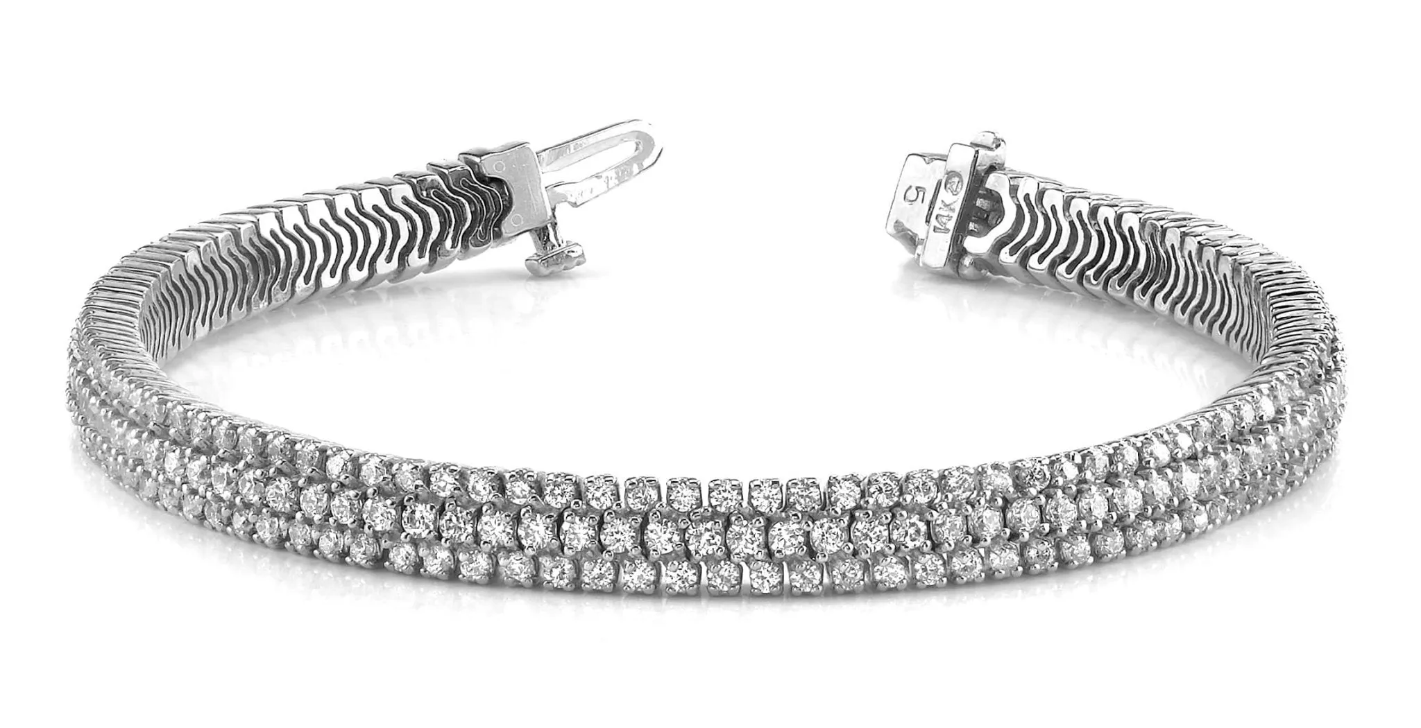 Showstopper Triple Row Diamond Bracelet with 6.07 ct.(finished) 1.9mm, 2.2mm