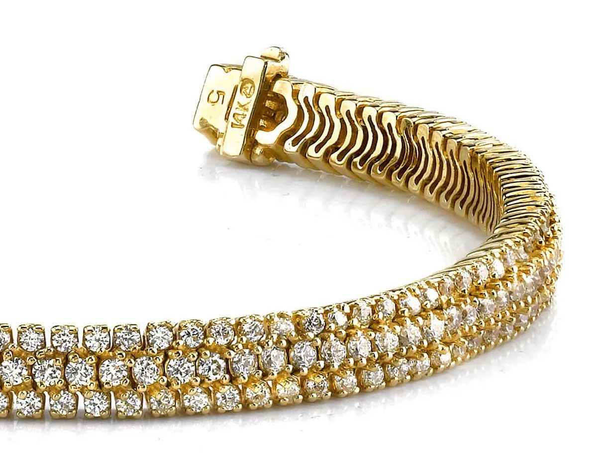 Showstopper Triple Row Diamond Bracelet with 6.07 ct.(finished) 1.9mm, 2.2mm
