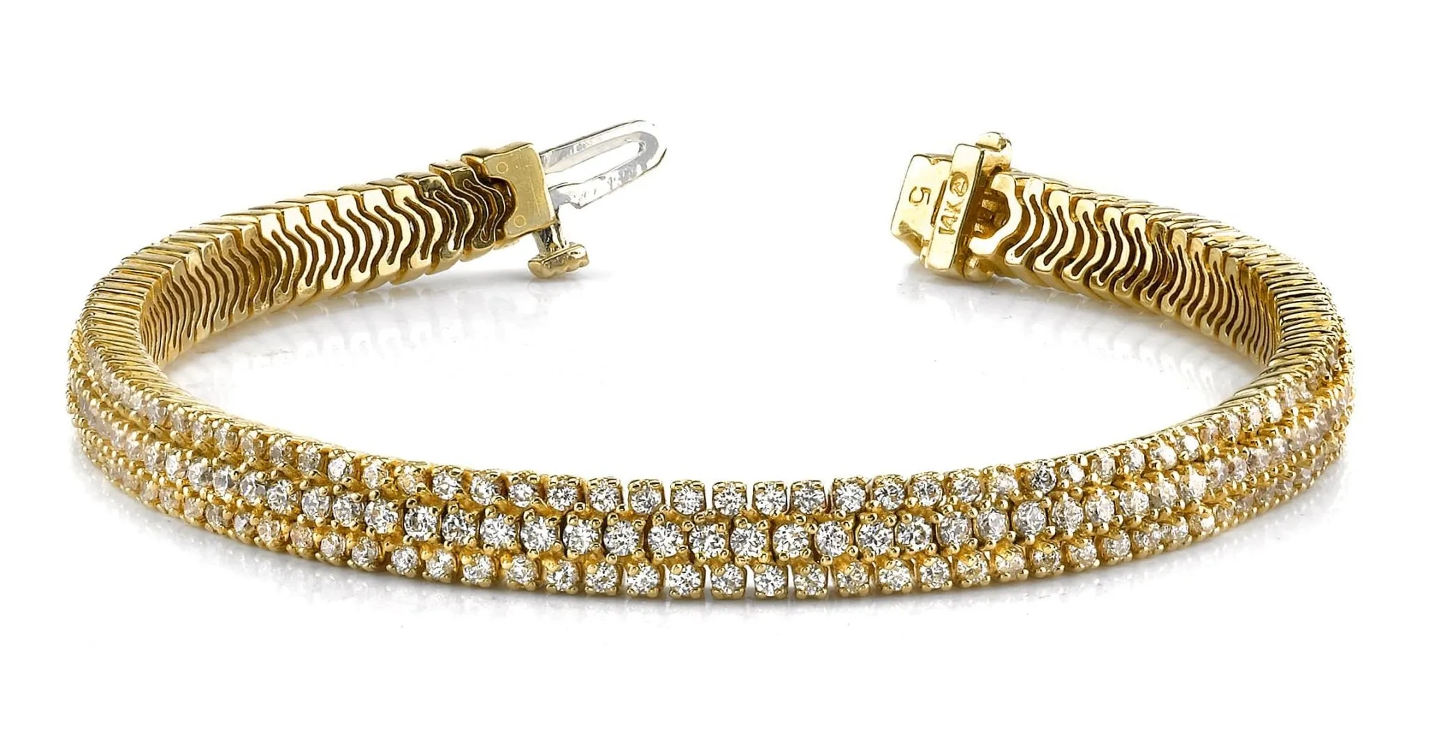 Showstopper Triple Row Diamond Bracelet with 6.07 ct.(finished) 1.9mm, 2.2mm