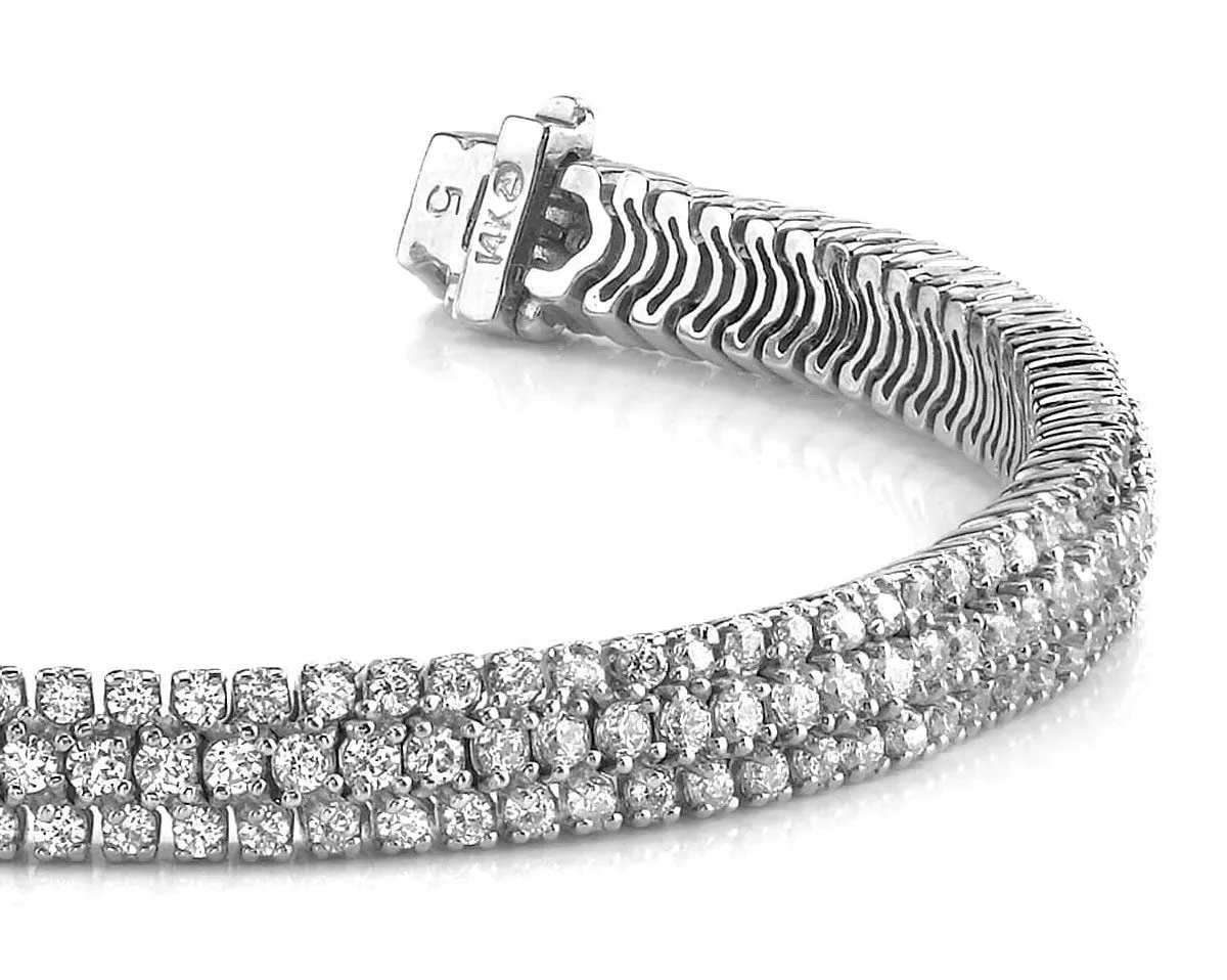 Showstopper Triple Row Diamond Bracelet with 6.07 ct.(finished) 1.9mm, 2.2mm
