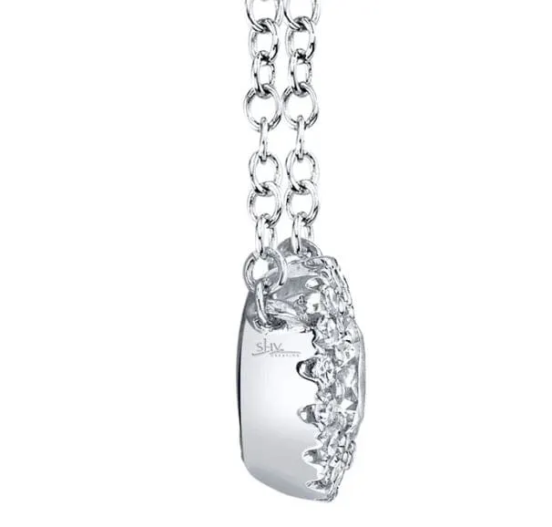 Shy Creation 14K White Gold Diamond Halo Necklace