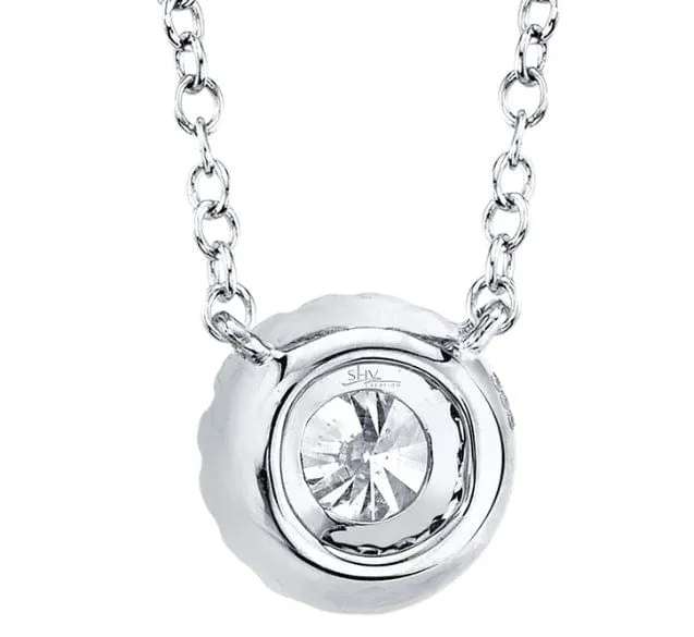 Shy Creation 14K White Gold Diamond Halo Necklace