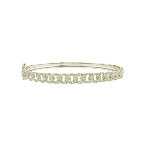 Shy Creation Diamond Pave Cuban Link Bangle Bracelet