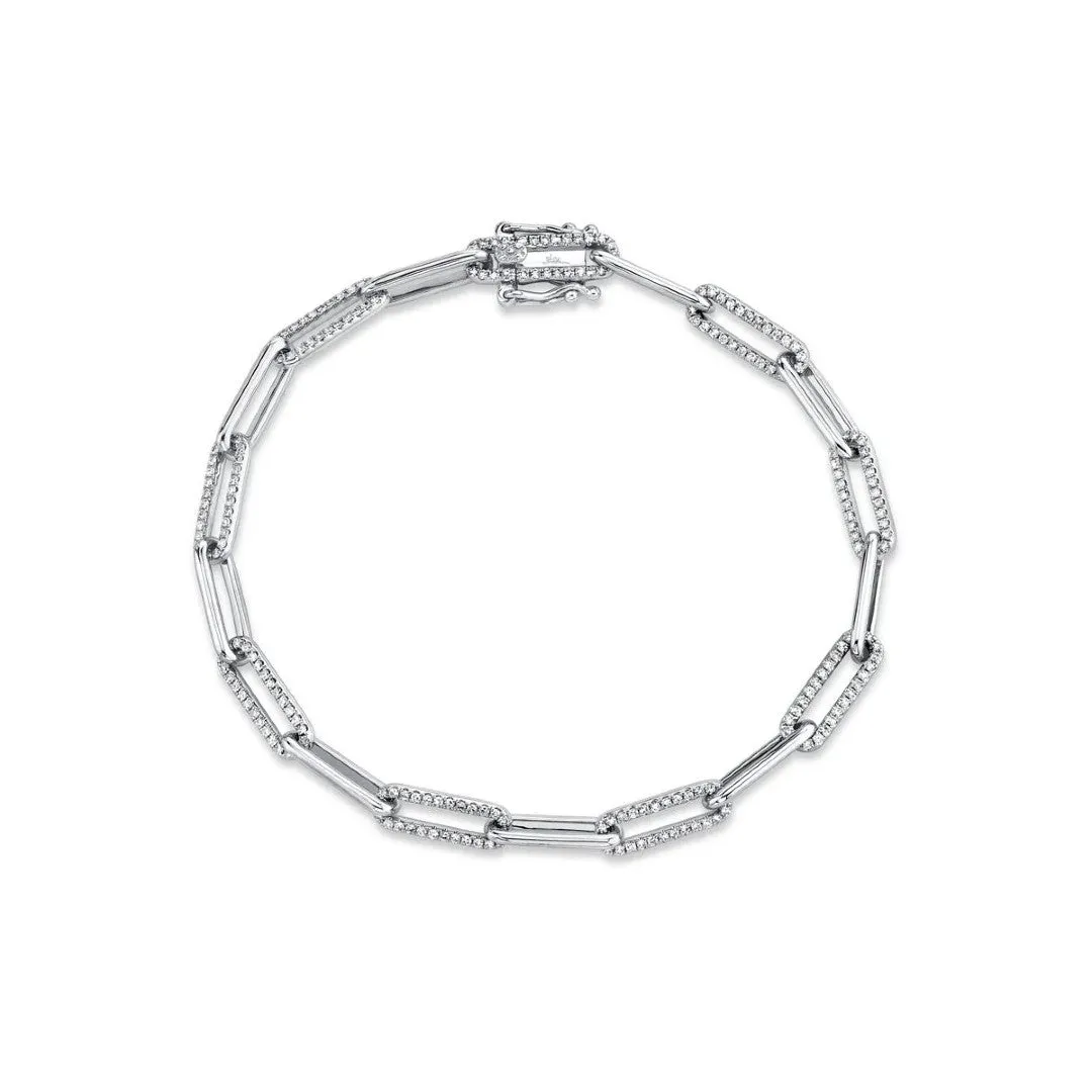 Shy Creation Paperclip Chain Bracelet with Diamond Links