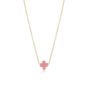 Signature Cross 16" Gold Necklace - Pink