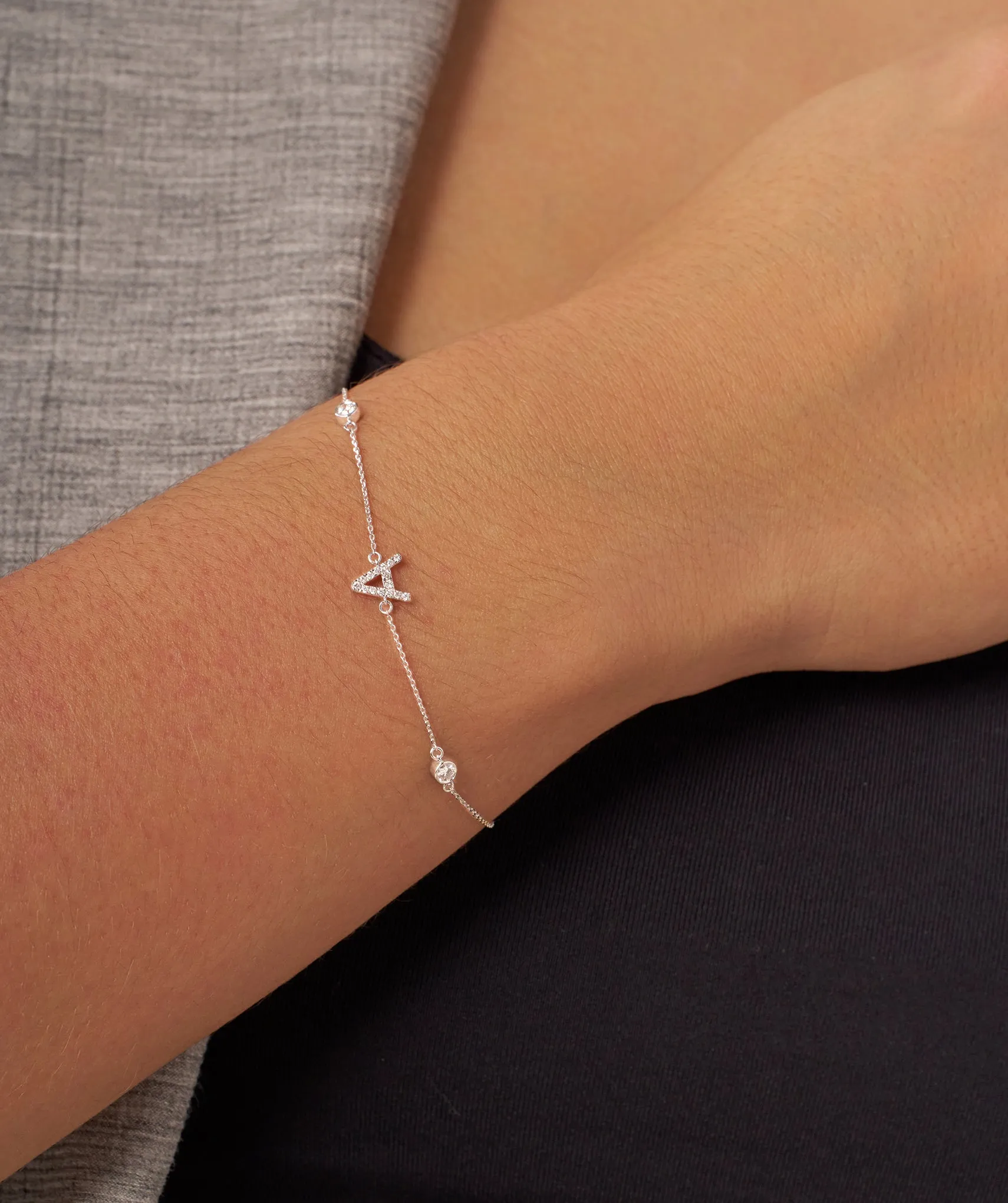 Signature Initial 'A' Diamond Bracelet