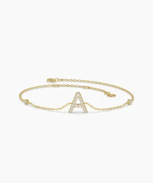 Signature Initial 'A' Diamond Bracelet