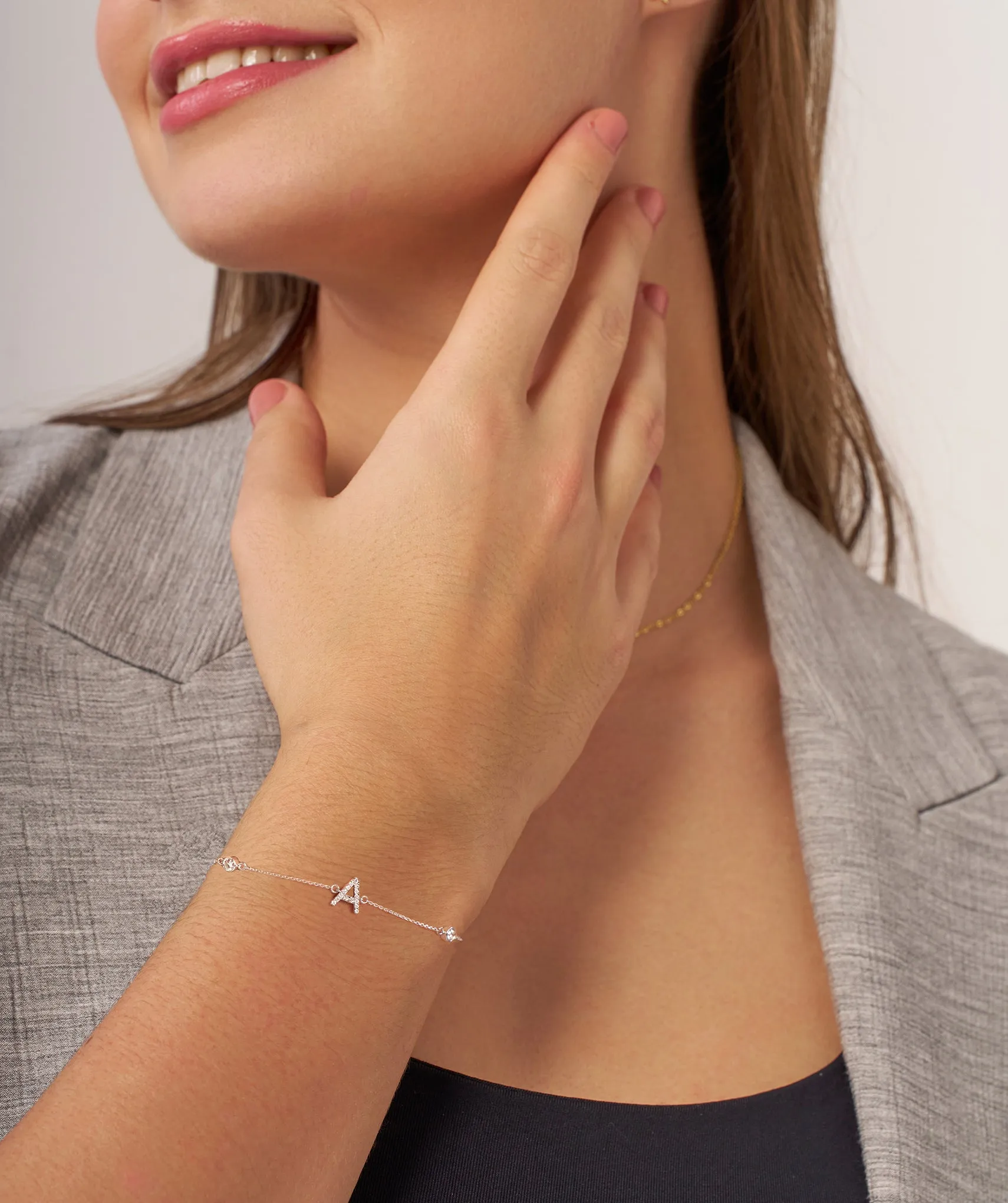 Signature Initial 'A' Diamond Bracelet