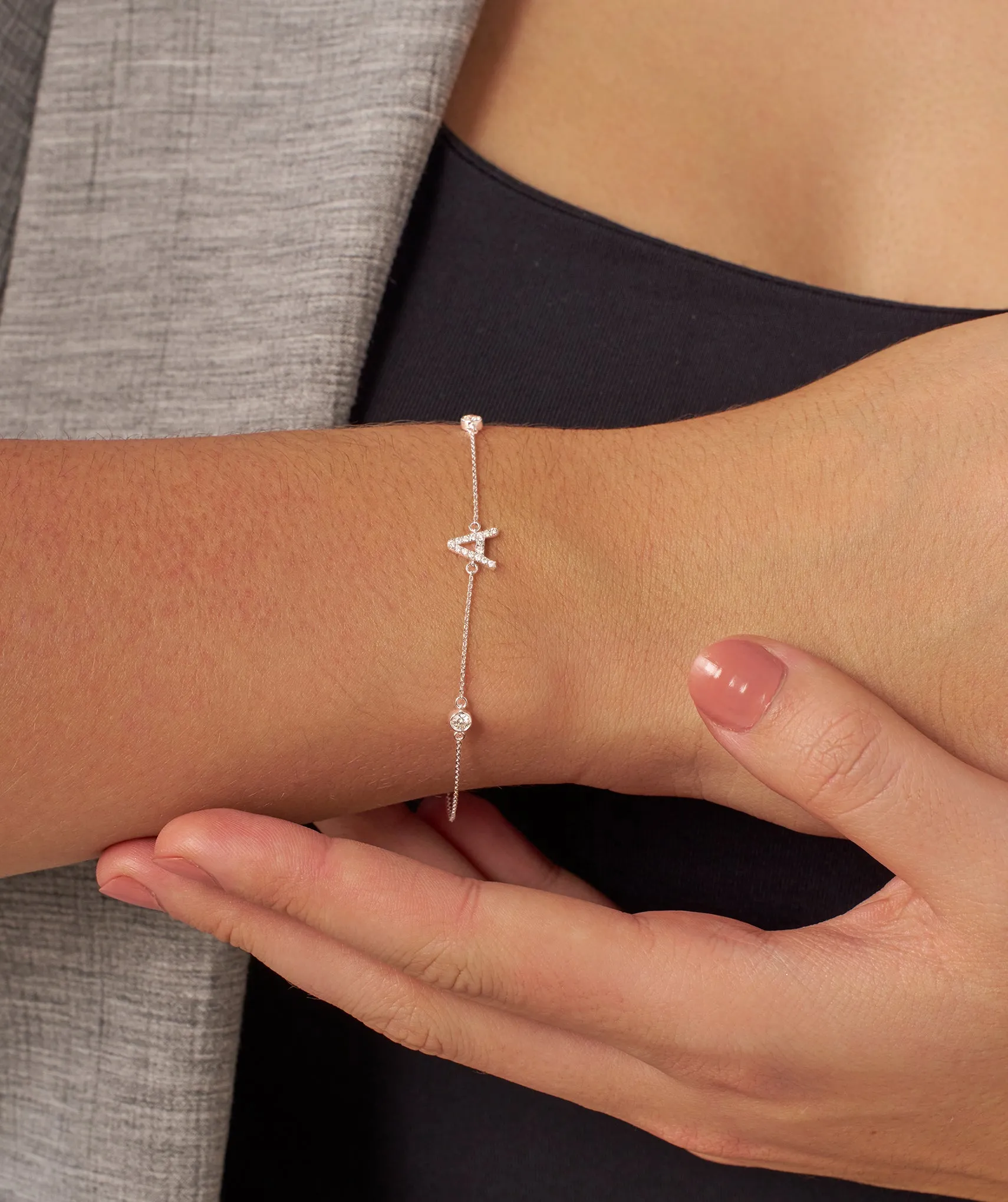 Signature Initial 'A' Diamond Bracelet