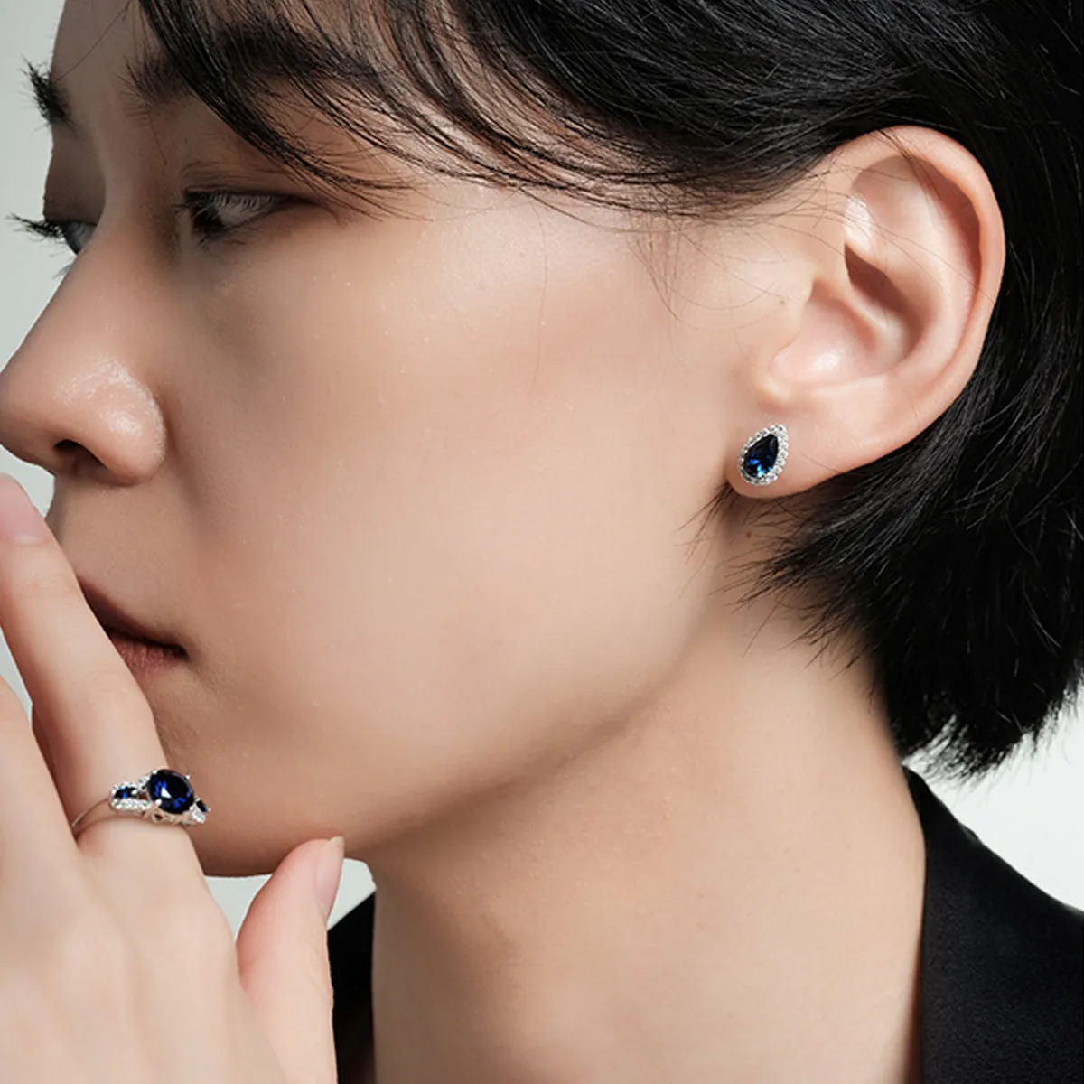 Siliice Jewelry - Sapphire Series -  Royal Blue Earrings Teardrop-shaped Lab-grown Gemstones For Women