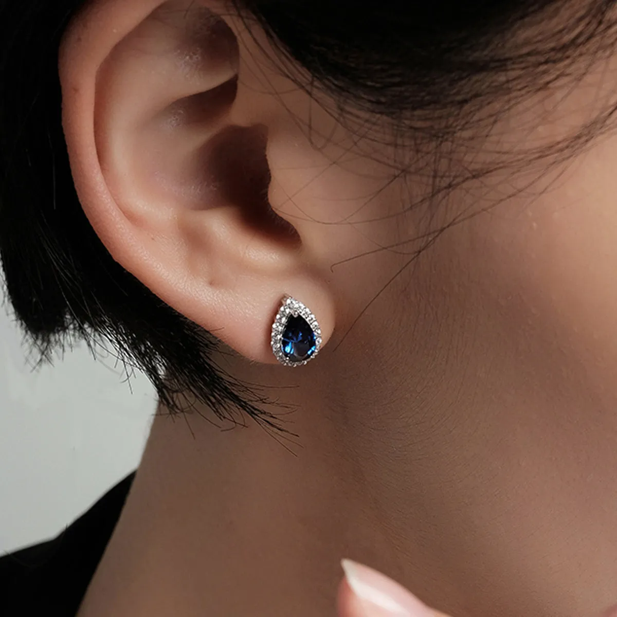 Siliice Jewelry - Sapphire Series -  Royal Blue Earrings Teardrop-shaped Lab-grown Gemstones For Women