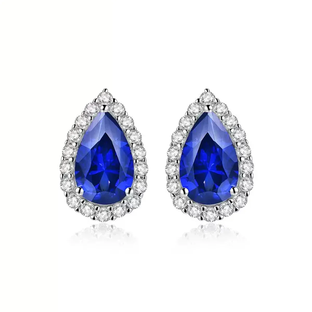 Siliice Jewelry - Sapphire Series -  Royal Blue Earrings Teardrop-shaped Lab-grown Gemstones For Women