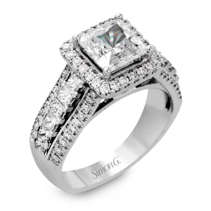 Simon G. 18k White Gold Diamond Engagement Ring