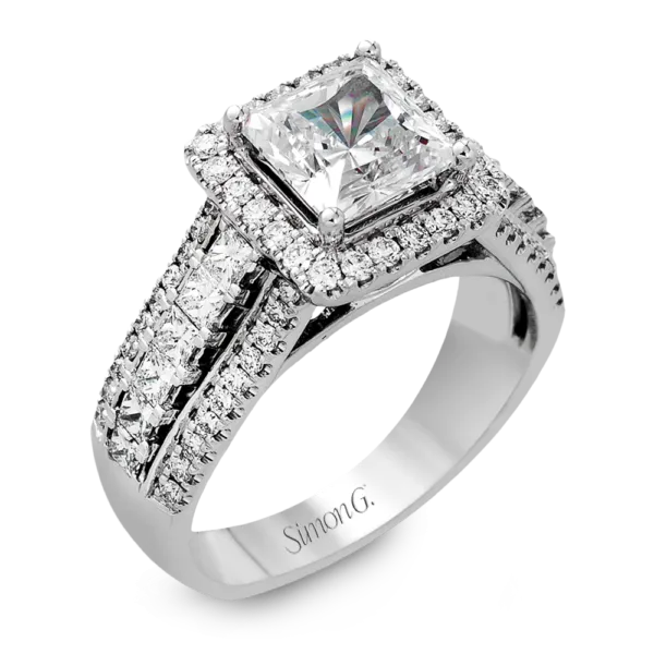 Simon G. 18k White Gold Diamond Engagement Ring