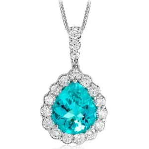 Simon G. Large Teardrop Paraiba Tourmaline Halo Diamond Pendant