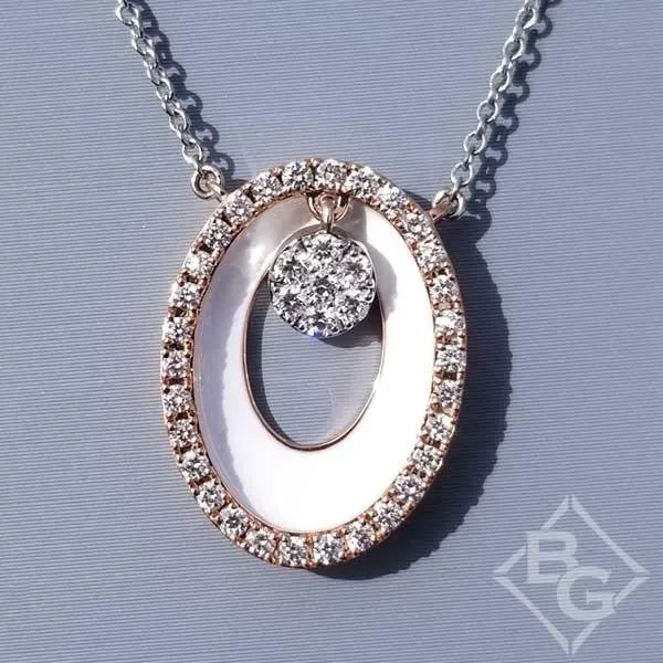 Simon G. Oval Shape White Enamel Contemporary Diamond Halo Pendant