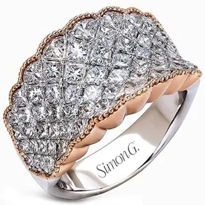Simon G. Princess Cut Diamond "Simon Set" Two Tone Ring