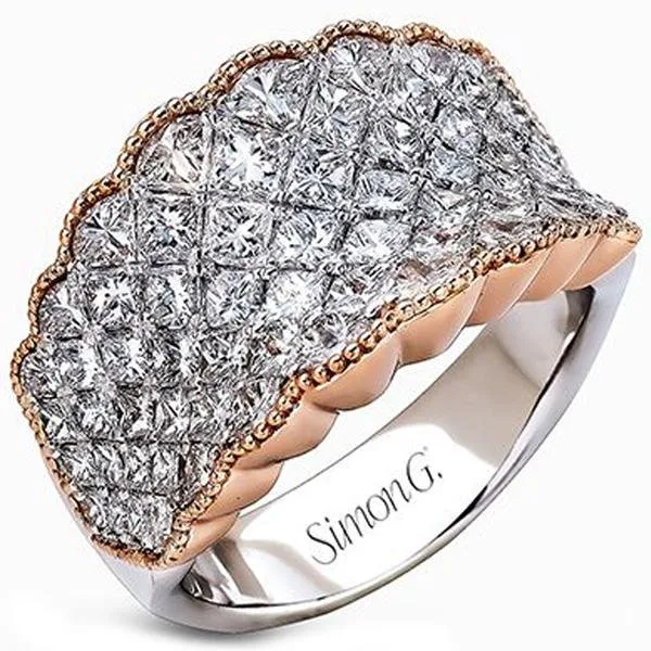 Simon G. Princess Cut Diamond "Simon Set" Two Tone Ring