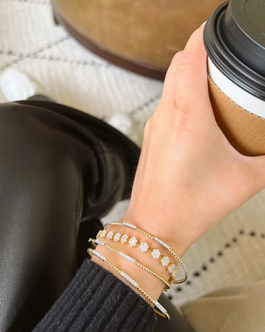 Simon G. Three Station Diamond Pave Bangle Bracelet