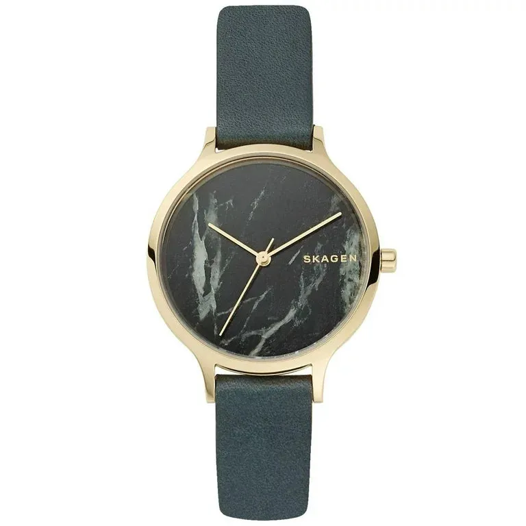 Skagen Anita Ladies Quartz Green Dial Green Leather Watch