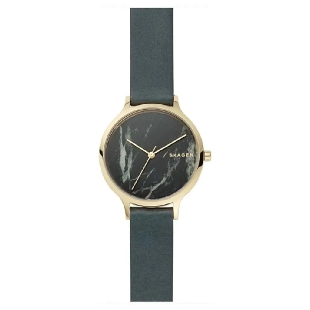 Skagen Anita Ladies Quartz Green Dial Green Leather Watch
