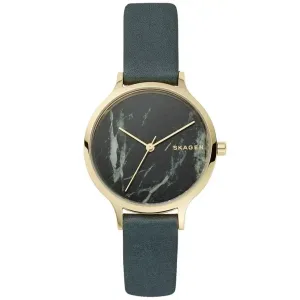 Skagen Anita Ladies Quartz Green Dial Green Leather Watch