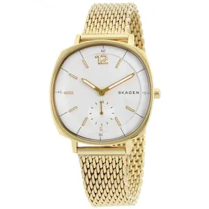 Skagen Rungsted Gold Mesh Bracelet White Dial Quartz Watch for Ladies - SKW2426