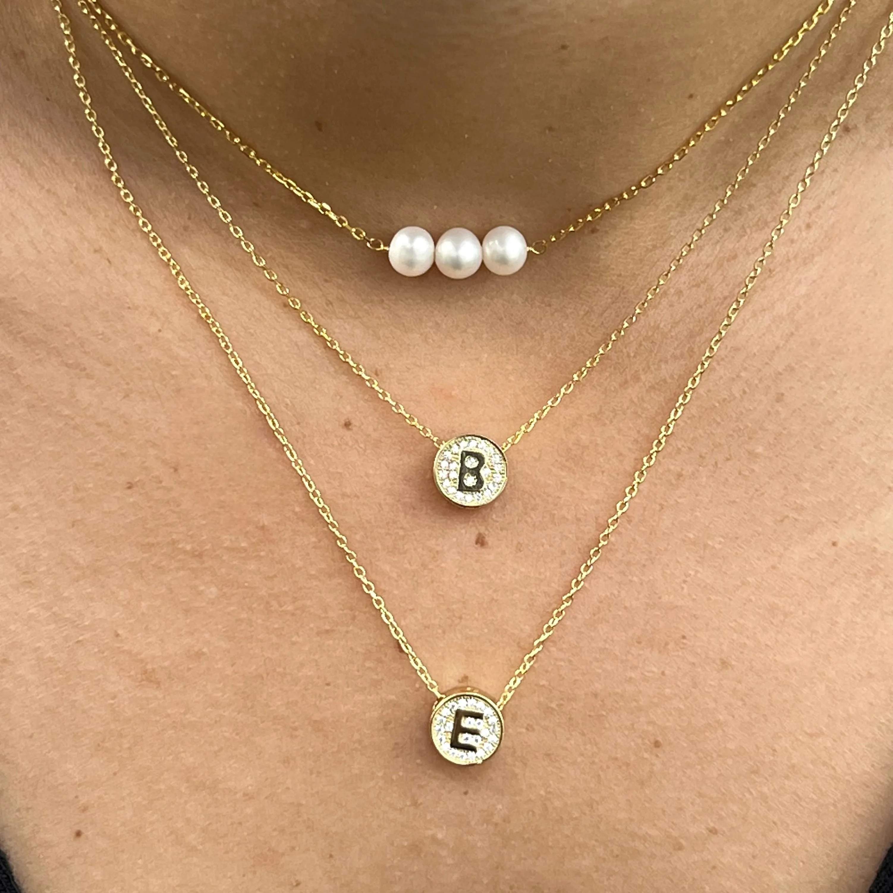 Small CZ Initial Letter Necklace (A-Z) - Gold or Silver