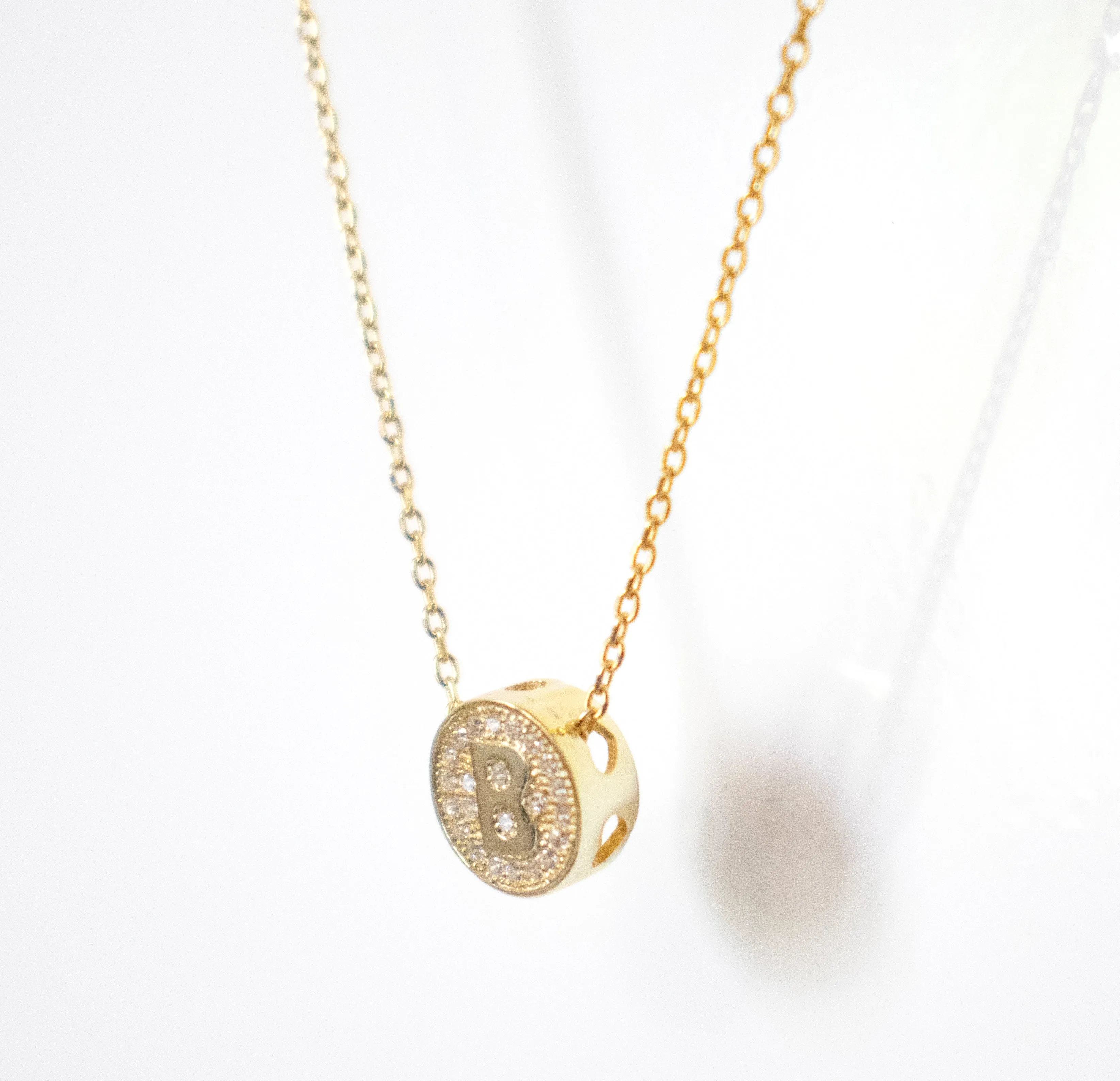 Small CZ Initial Letter Necklace (A-Z) - Gold or Silver