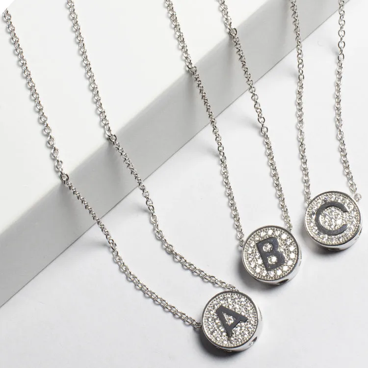 Small CZ Initial Letter Necklace (A-Z) - Gold or Silver