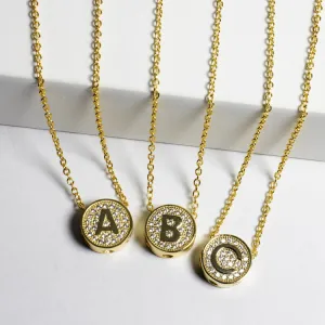 Small CZ Initial Letter Necklace (A-Z) - Gold or Silver