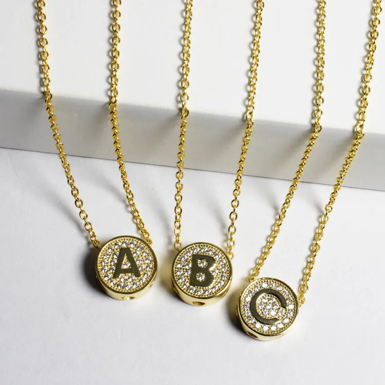 Small CZ Initial Letter Necklace (A-Z) - Gold or Silver