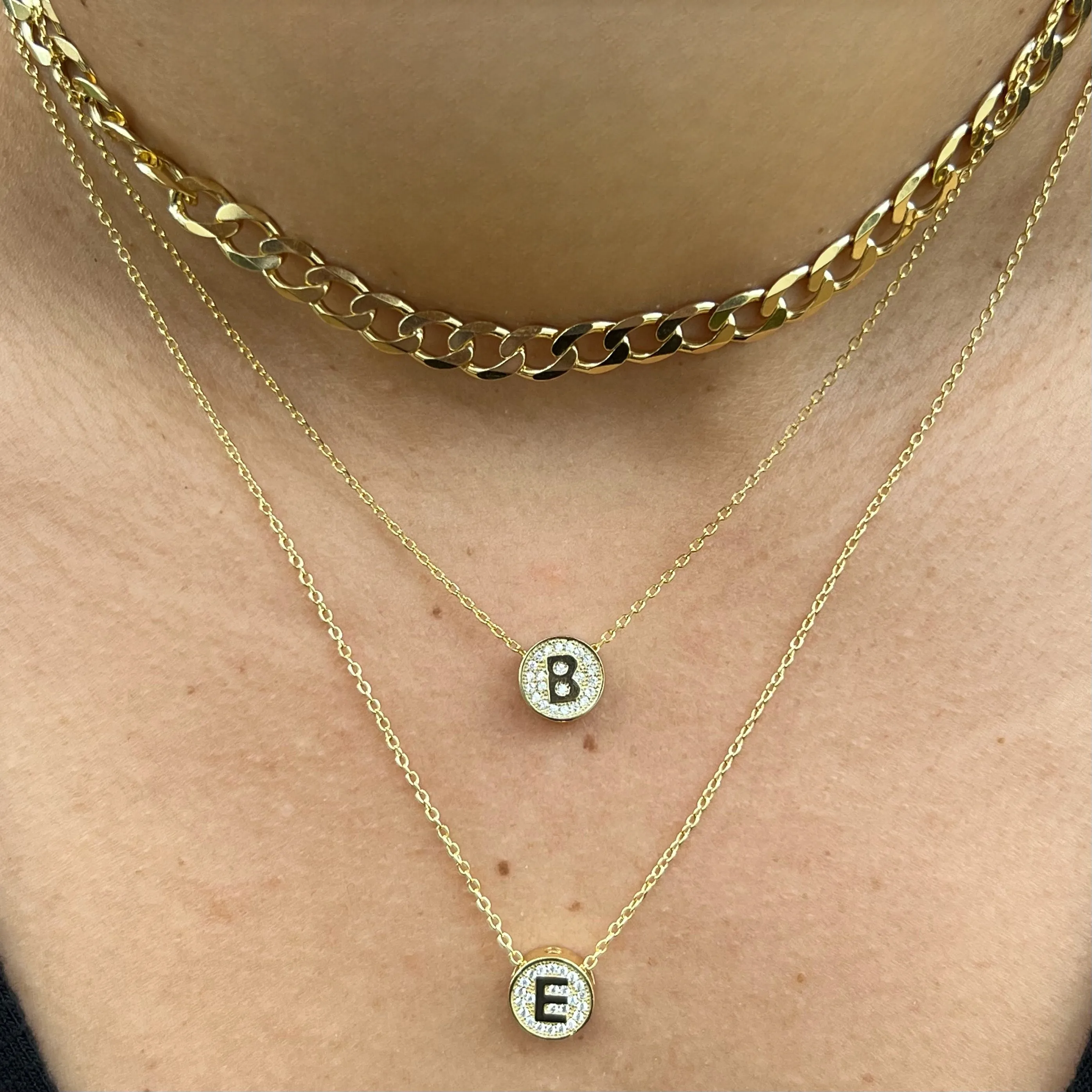 Small CZ Initial Letter Necklace (A-Z) - Gold or Silver