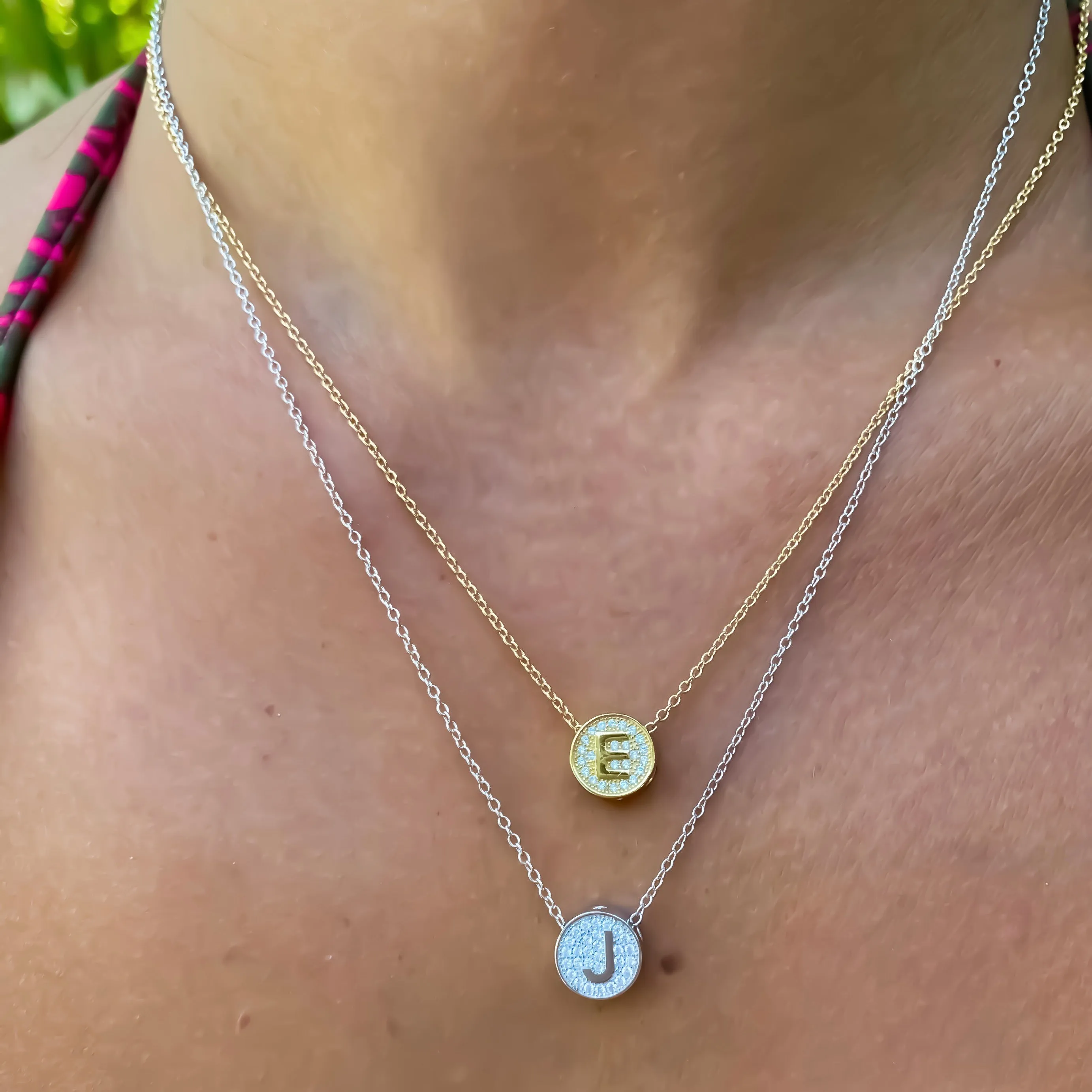 Small CZ Initial Letter Necklace (A-Z) - Gold or Silver
