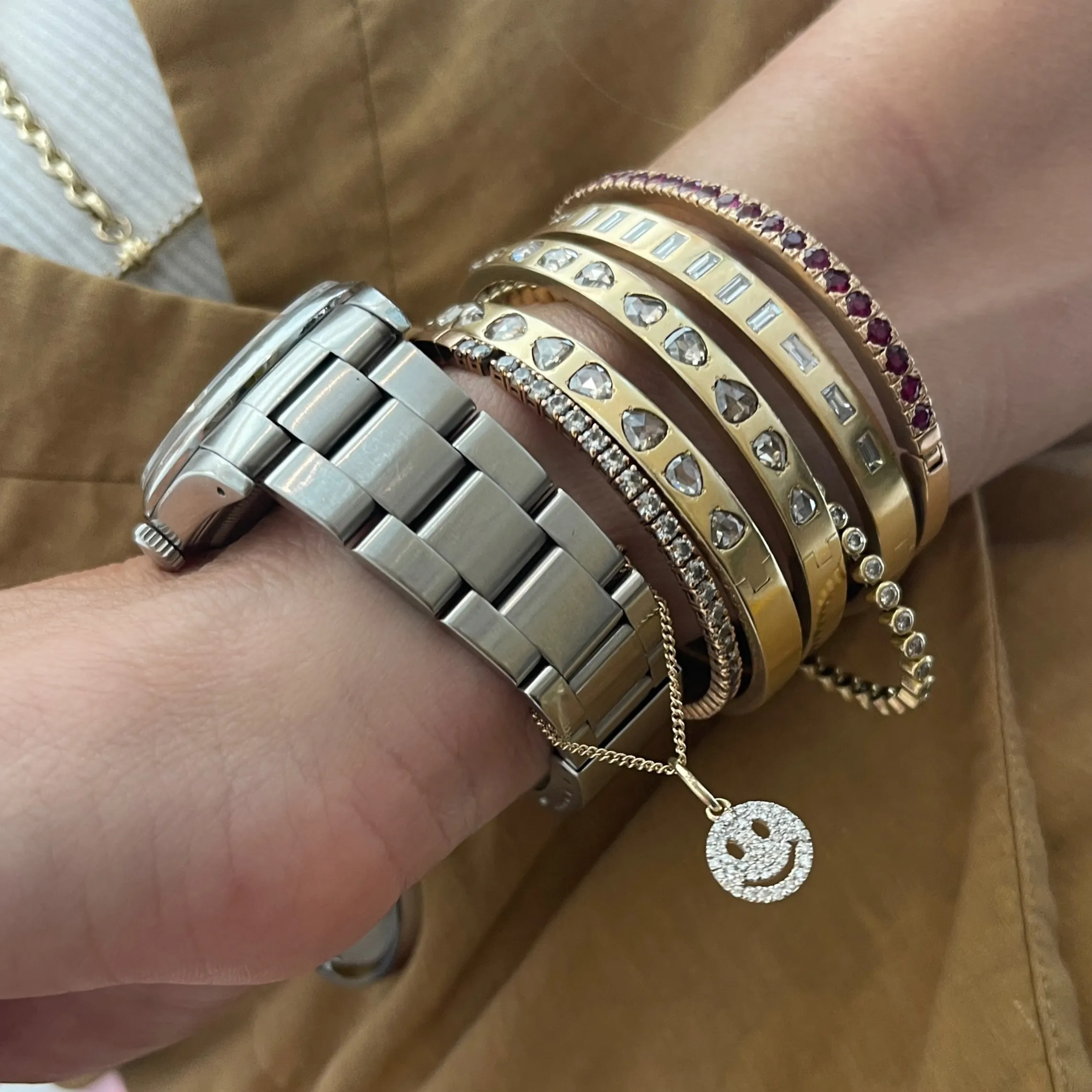 Smiley Watch Charm Bracelet