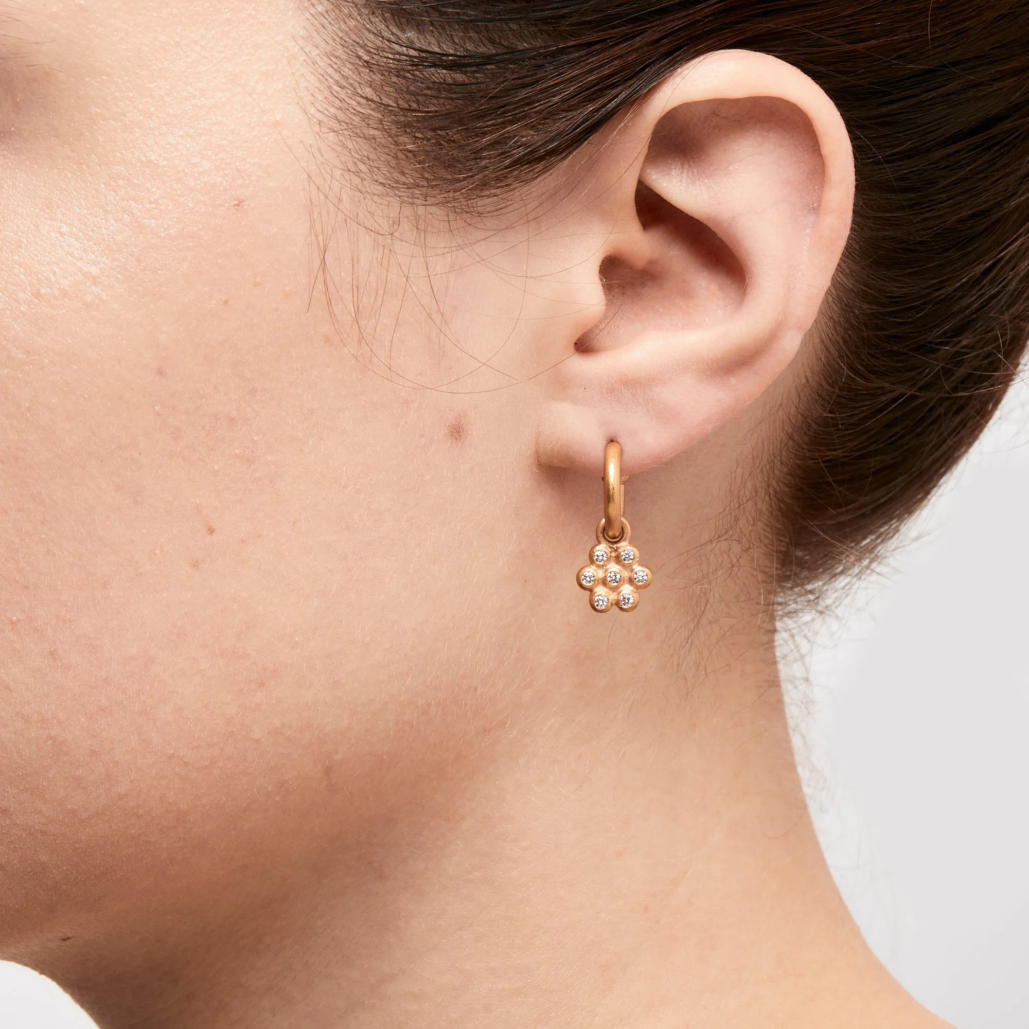 Snowdrop Large Drops with Diamonds in 22K Apricot Gold
