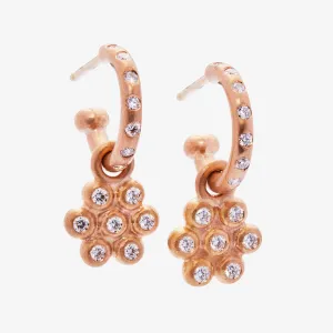 Snowdrop Large Drops with Diamonds in 22K Apricot Gold