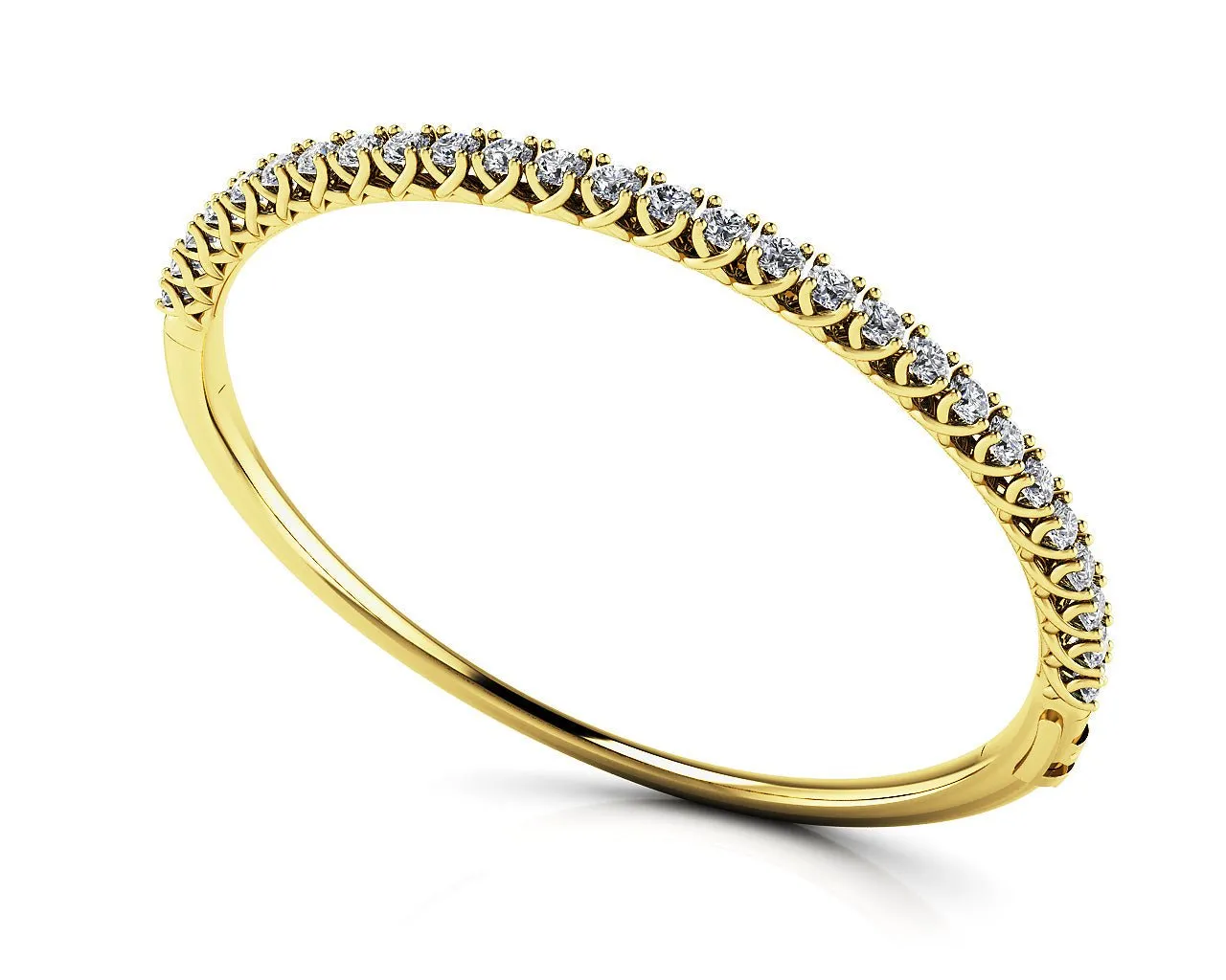 Soft Twist Four Prong Diamond Bangle with 2.84 ct.(finished) 3mm