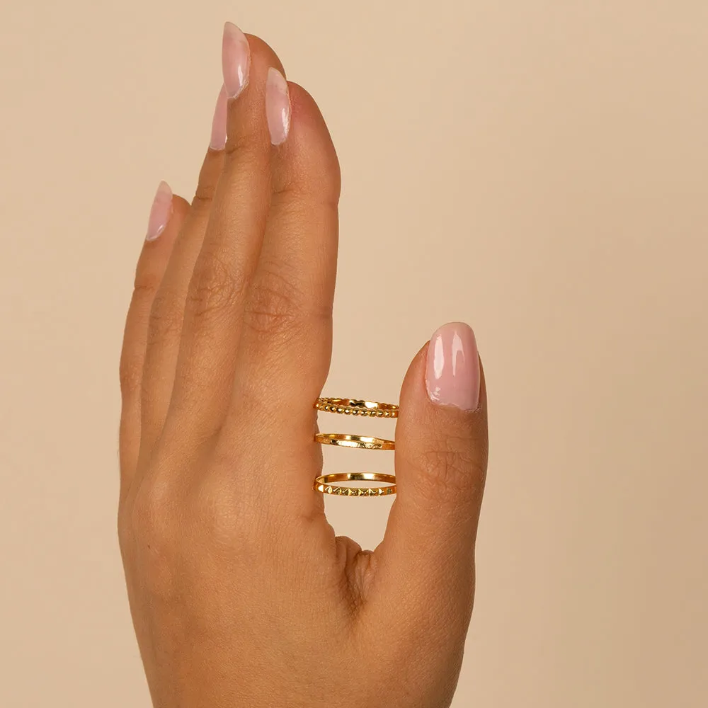 Solid Spike & Beaded Ring Combo Set