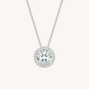 Solitaire Halo Moissanite Necklace 1 Carat