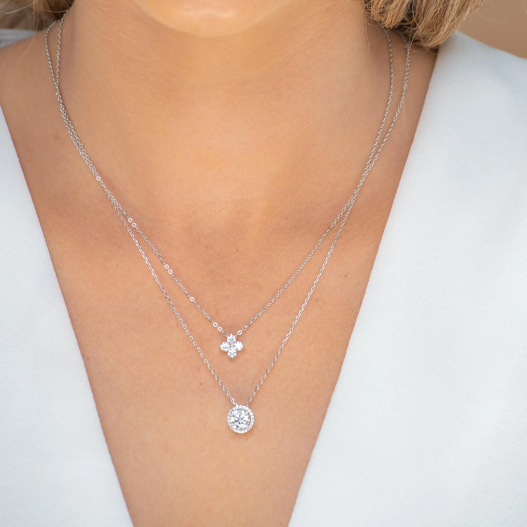 Solitaire Halo Moissanite Necklace 1 Carat