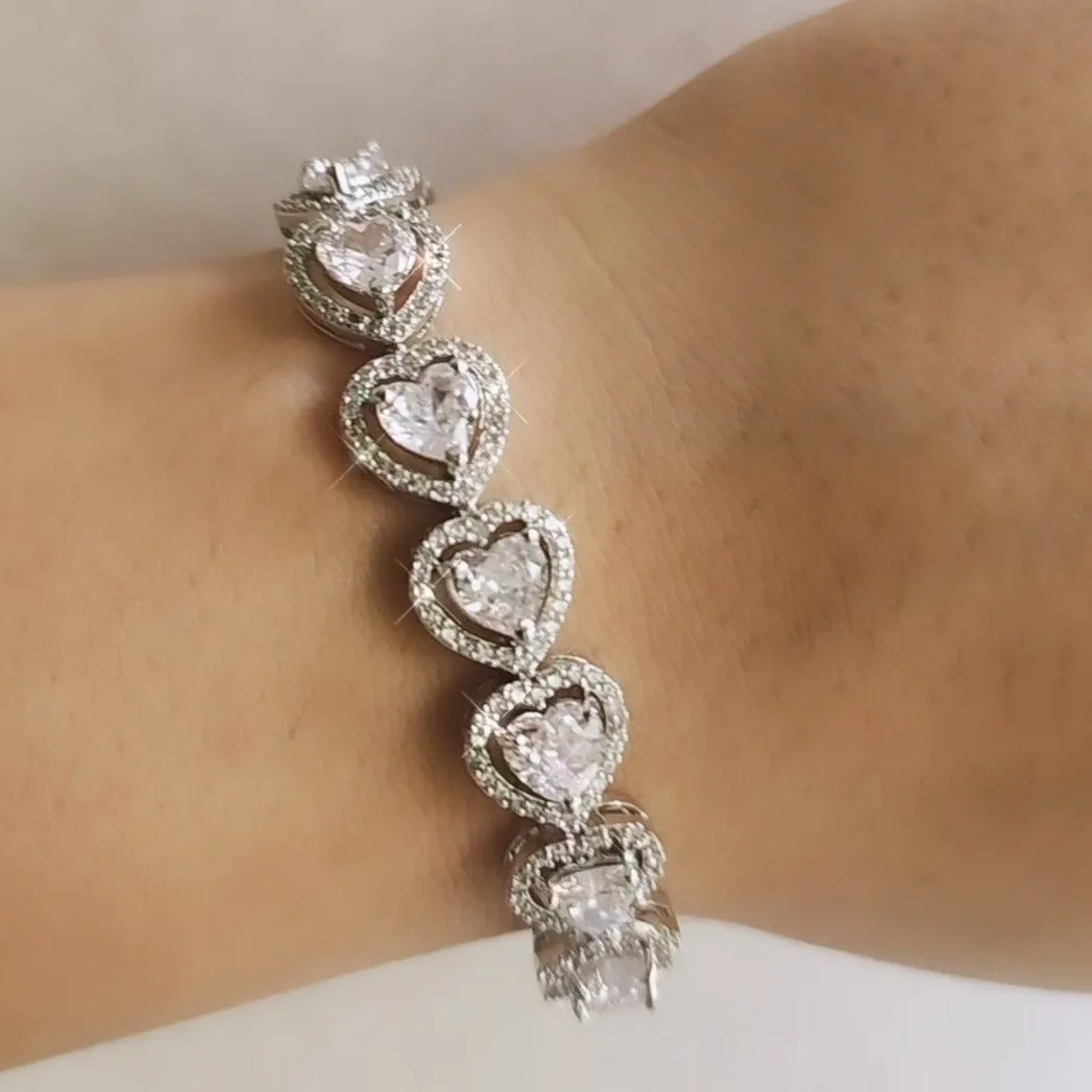 Solitaire Hearts Crystal diamond Bracelet