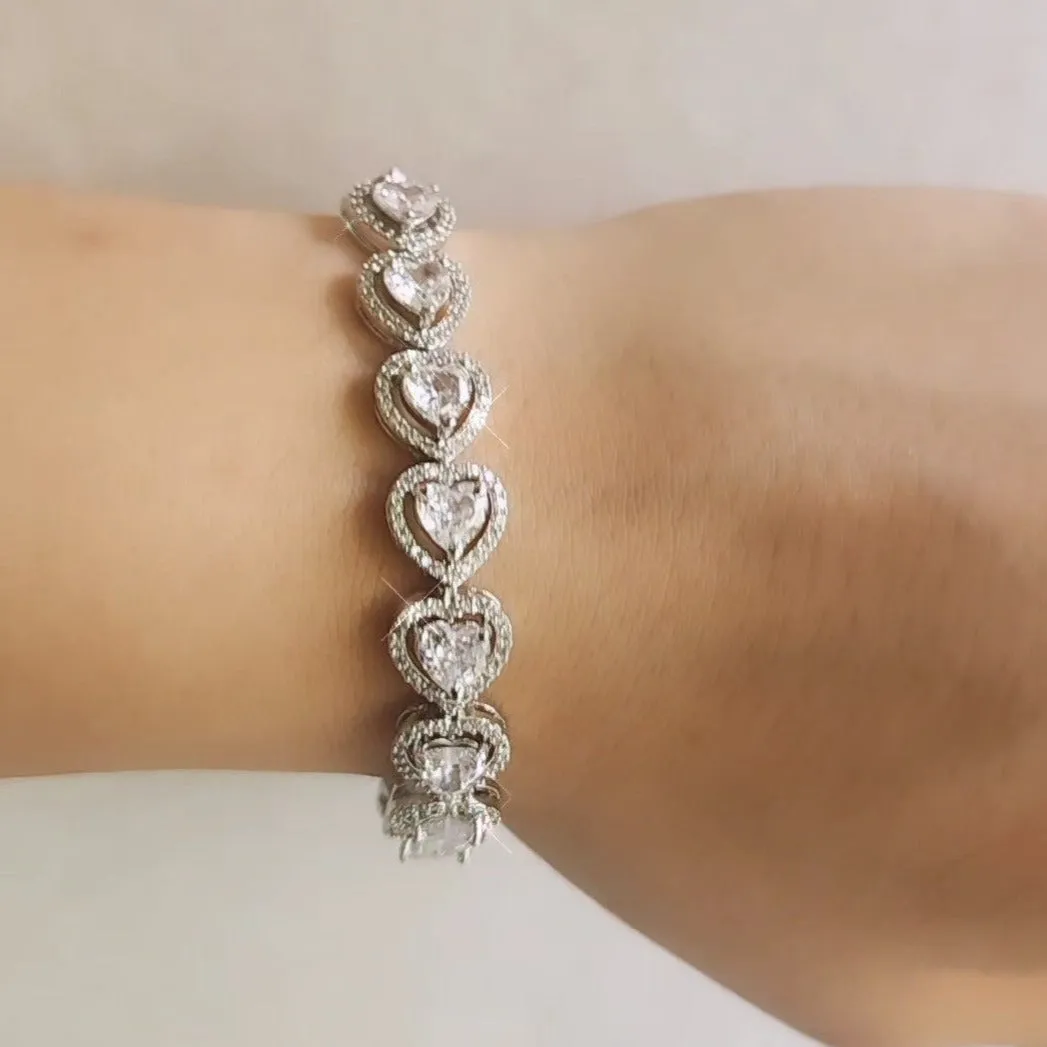 Solitaire Hearts Crystal diamond Bracelet