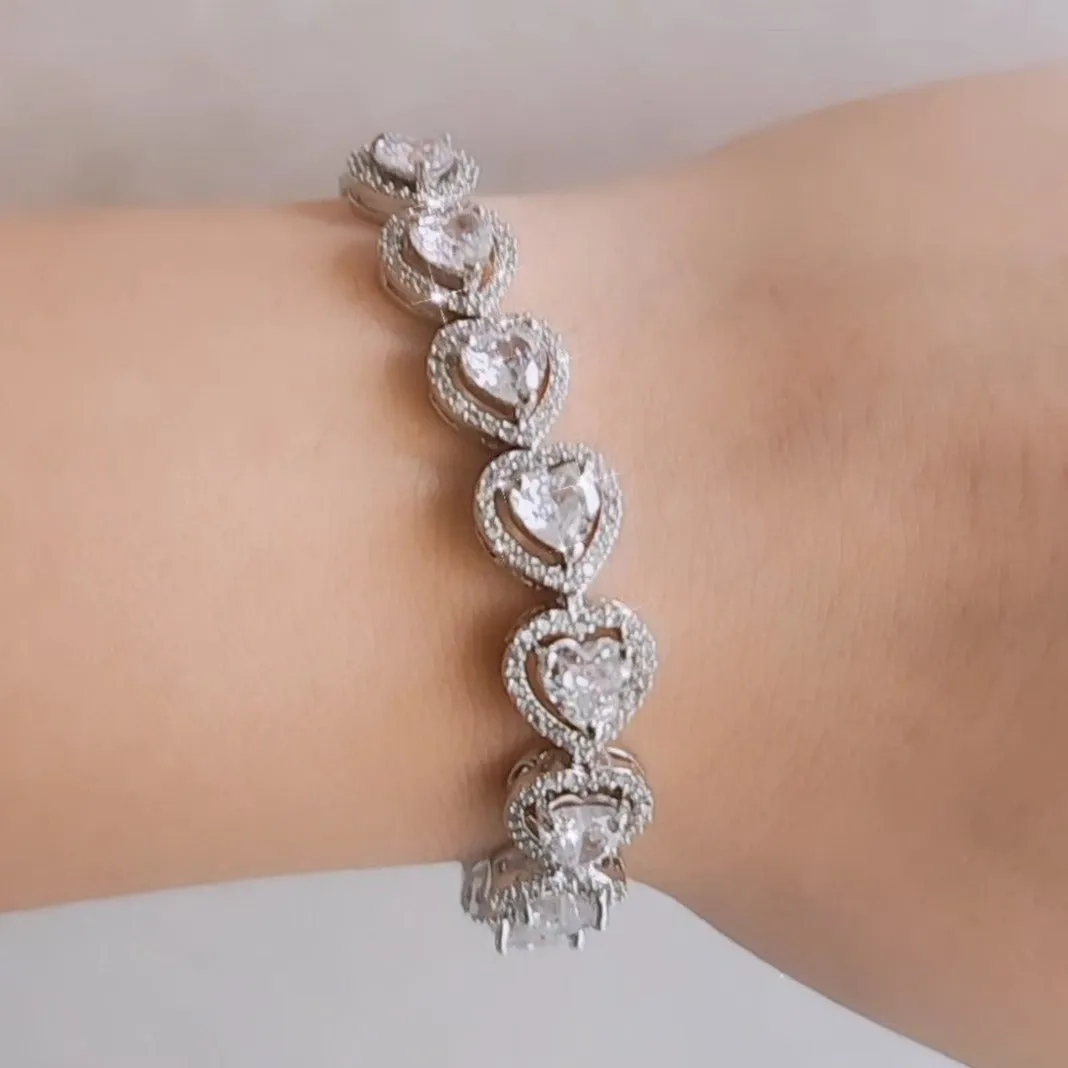 Solitaire Hearts Crystal diamond Bracelet