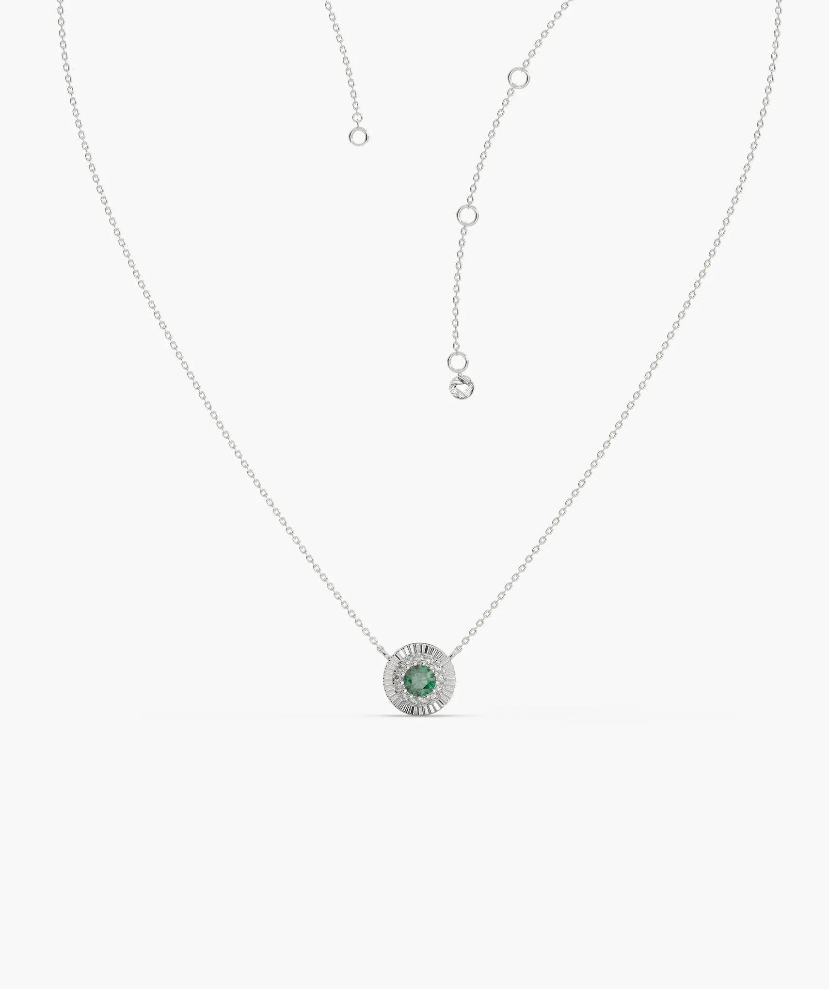 Sparkling Halo Design 14K Gold Necklace