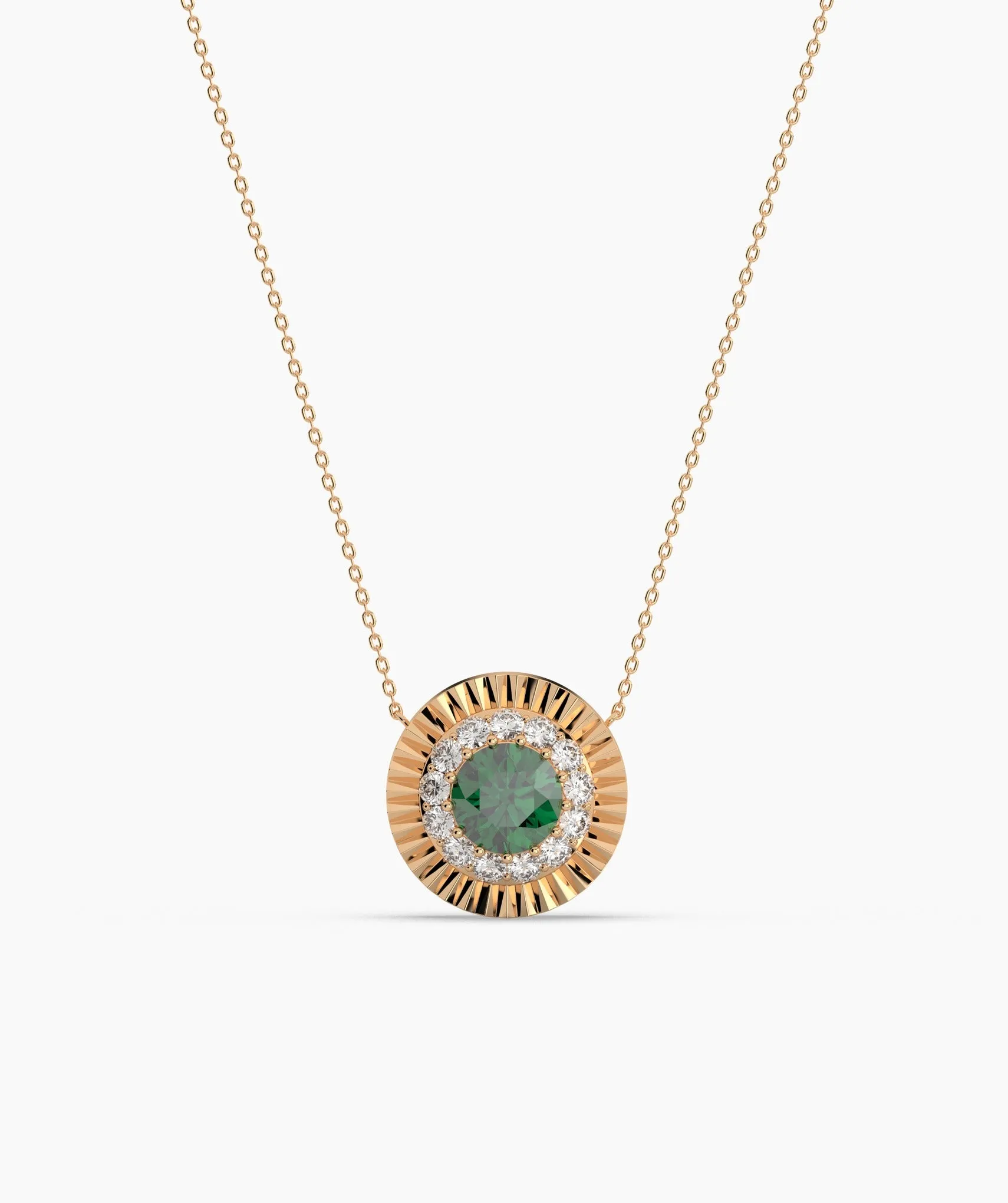 Sparkling Halo Design 14K Gold Necklace