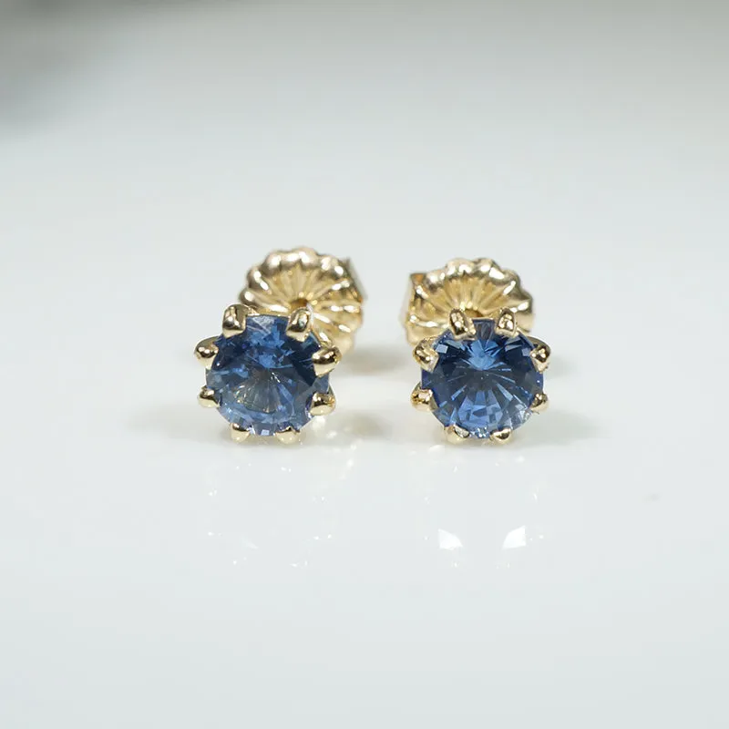 Sparkling Sapphire 14k Yellow Gold Stud Earrings